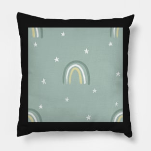 Rainbows and Stars Mint Pillow
