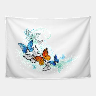 Artistic Morpho and Monarchs Butterflies Tapestry