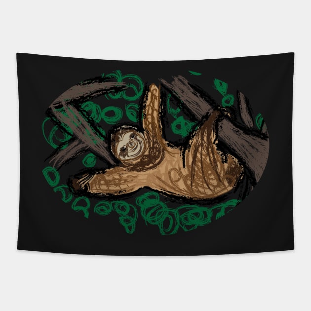 Sloth Artwork Tapestry by JDHegemann
