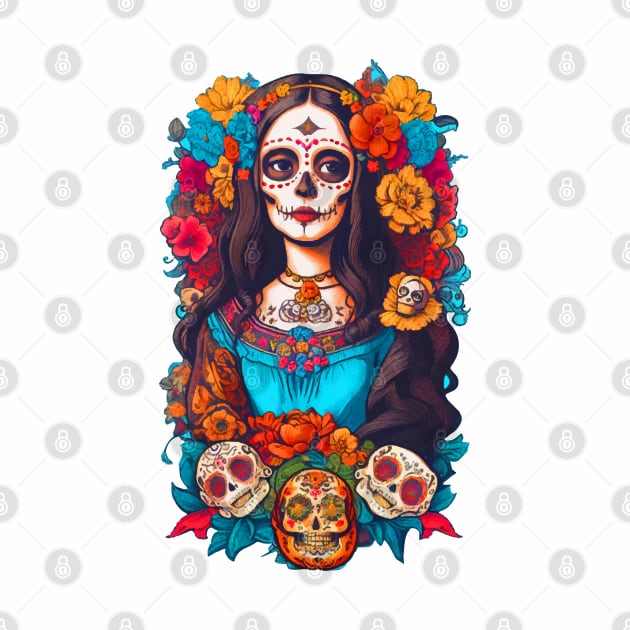 Sugar Skull Halloween, Dia de los Muertos by CatCoconut-Art