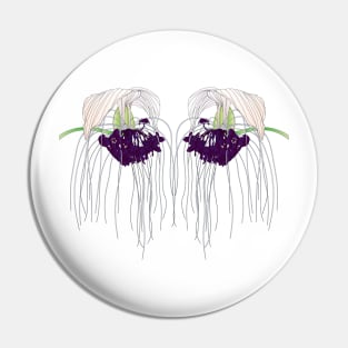 Two White Bat Flowers Pin