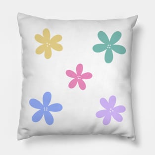 Abstract Flowers - Bright Danish Pastel Rainbow Pillow