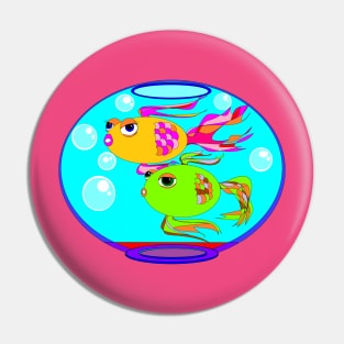 A Fishbowl with Two Fish Swimming Pin