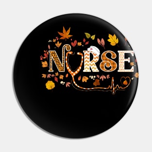 Retro Autumn Pumpkin Fall Nurse Life Thanksgiving Nursing Pin