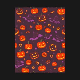 Halloween Spooky Orange Pumpkin Pattern T-Shirt