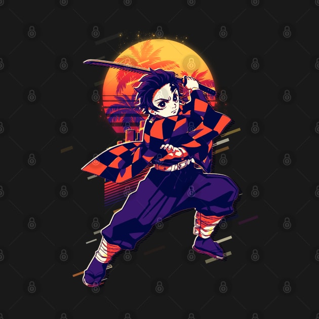 Tanjiro Kamado Retro Art by SiksisArt