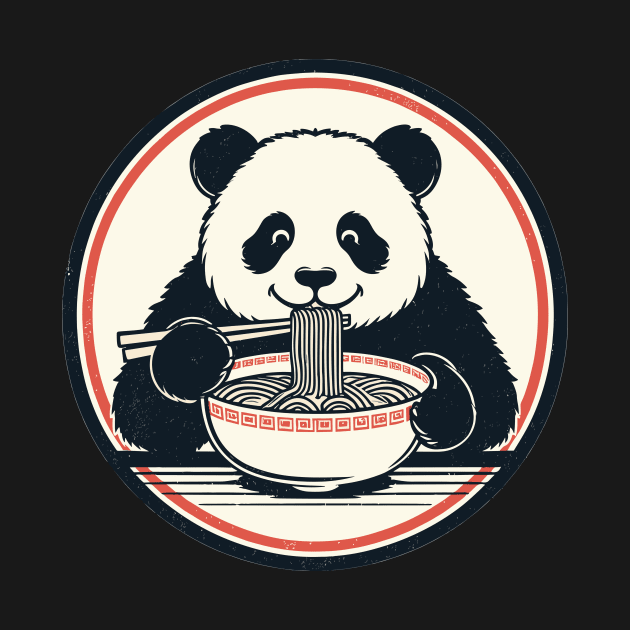 Panda Eating Ramen Retro by PhotoSphere