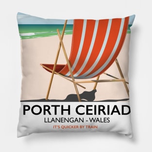 porth ceiriad wales beach travel poster Pillow