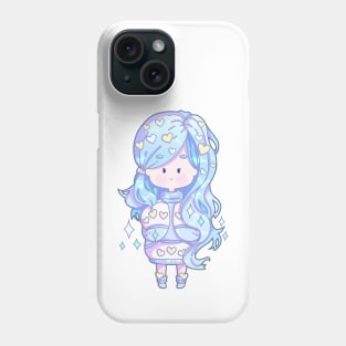 Adorable Chibi With Blue Hair, No Background Phone Case