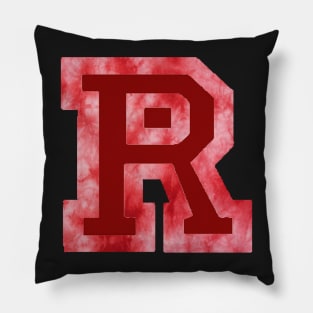 R with red tie dye Pillow