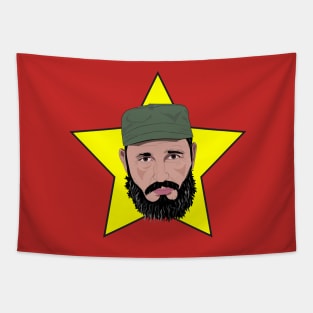 Fidel Castro Against Yellow Star Tapestry