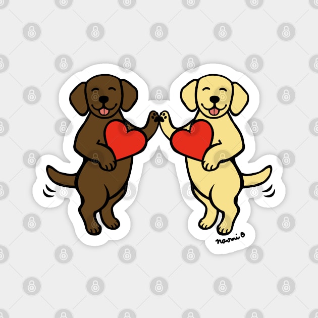 Chocolate Labrador and Yellow Labrador Best Friends Magnet by HappyLabradors