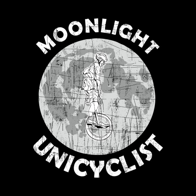 Crazy Moonlight Unicyclists Doing Balancing Stunts by FancyTeeDesigns