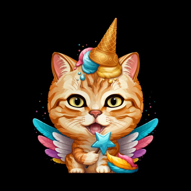 Orange Tabby Cat Ice Cream Unicorn by stonemask