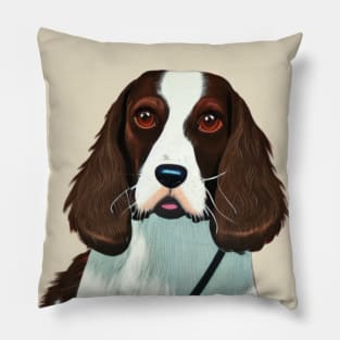 Classic Welsh Springer Spaniel Dog Sitting Watching You Pillow