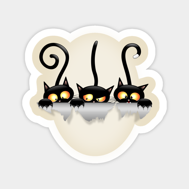 Cats Naughty and Playful Cartoon Characters - Funny Cats - Sticker