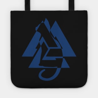 Blue Valknut Cat Silhouette | Norse symbos | Knot Tote