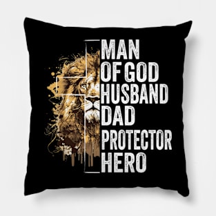 Man of God, Jesus, Lion Dad, Christian Dad, Bible Verse Pillow