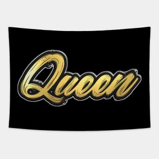 Shiny black and Gold QUEEN word ver4 Tapestry