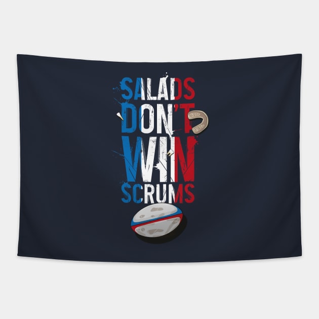 funny rugby, salads don't win scrums Tapestry by Bubsart78