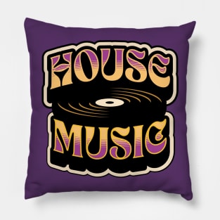 HOUSE MUSIC  - Groovy Vinyl (purple/muted orange) Pillow