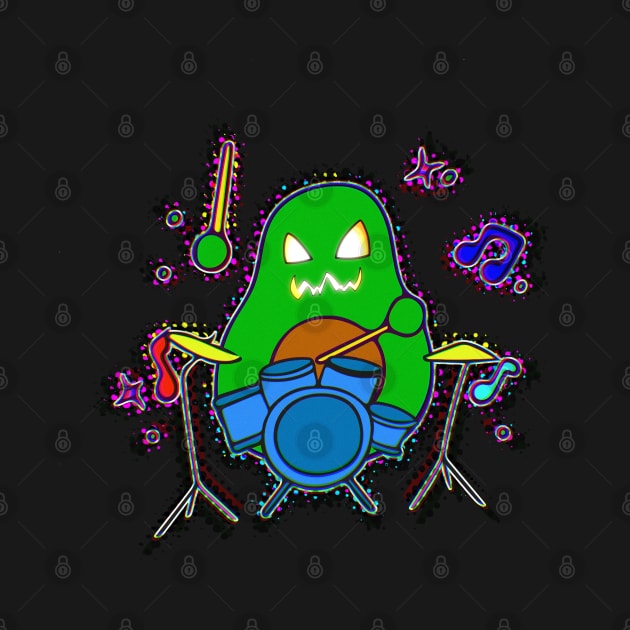 Jack O Lantern Avocado Music Drummer Halloween Trick Or Treat Graphic Illustration Novelty by MaystarUniverse