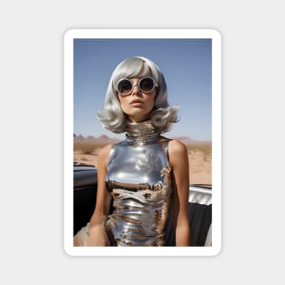 Silver 60's Retro Girl in the Desert Magnet