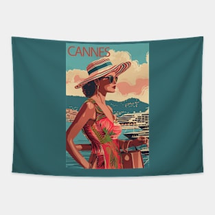 Cannes, France, Vintage Travel Poster Tapestry