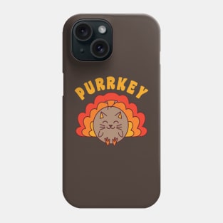Purrkey Turkey Cat Pun Funny Thanksgiving Cat Lover Kawaii Phone Case