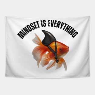 Mindset Motivational quote Cute Goldfish Shark Tapestry