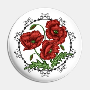 Poppies Flowers Pin