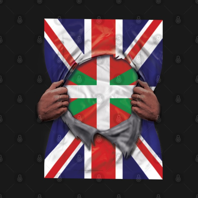 Bilbao Flag Great Britain Flag Ripped - Gift for Basque From Bilbao by Country Flags