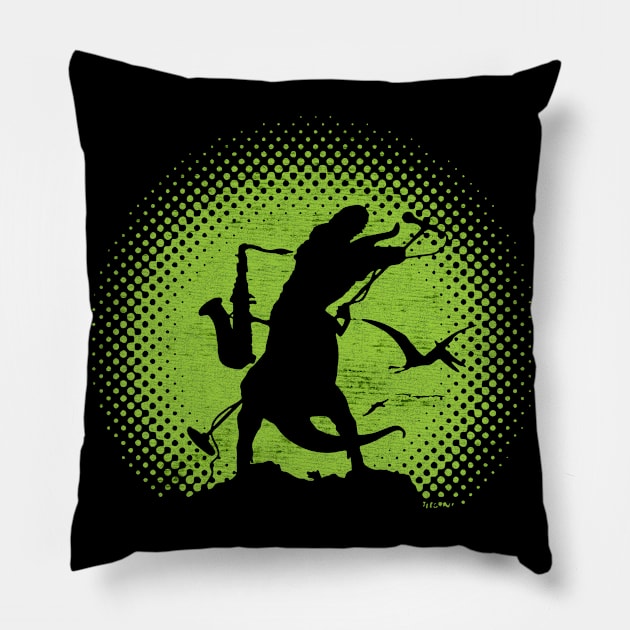 Band Of Dino jazz Pillow by Talisarose.std