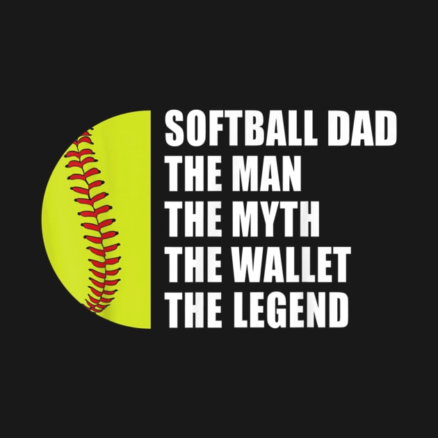 Mens Softball Dad Man Myths Wallet Softball Fathers Day by Jennifer Wirth