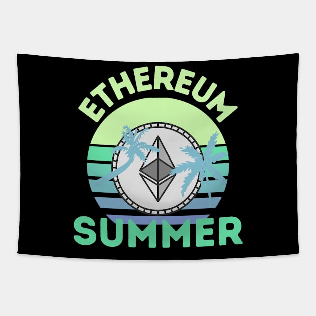 Ethereum Summer Retro Sunset Tapestry by RedSparkle 