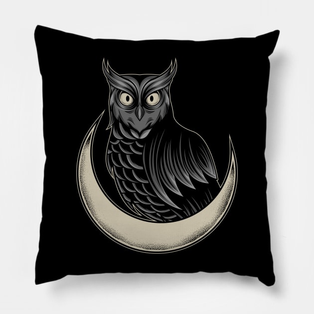 Owl Moon Pillow by Nightnokturnal