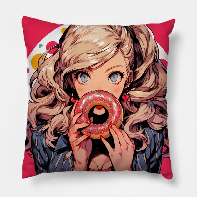 ann donut Pillow by WabiSabi Wonders