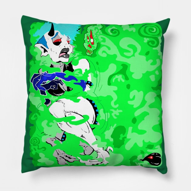 A Scared Demon Girl Pillow by Brandon Beyond