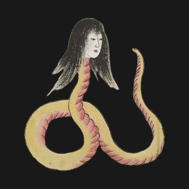 Snake Creature with Woman Head Japanese Yokai Art Folklore by TV Dinners