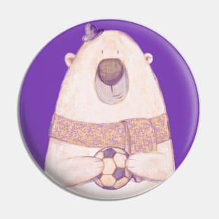 Cute Polar Bear Soccer Player Kids Footie Pin