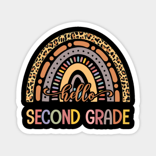 Hello Second Grade Leopard Rainbow Back To School Magnet