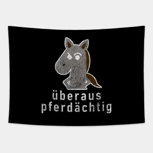 German Bad Pun "Überaus Pferdächtig" Suspicious Horse Tapestry