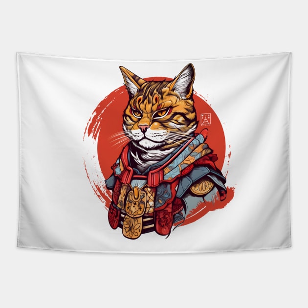 Samurai Cat Tapestry by Urban Warriors