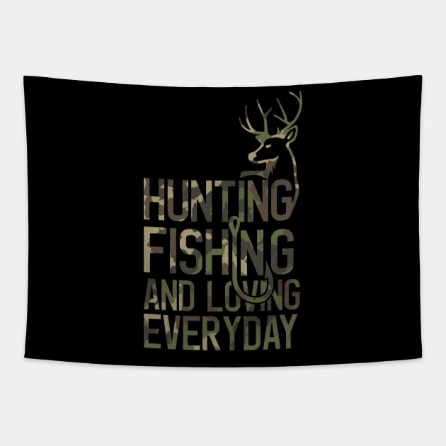 Funny Fishing And Hunting Camo Hunter Fisherman Camouflage Tapestry by mrsmitful01