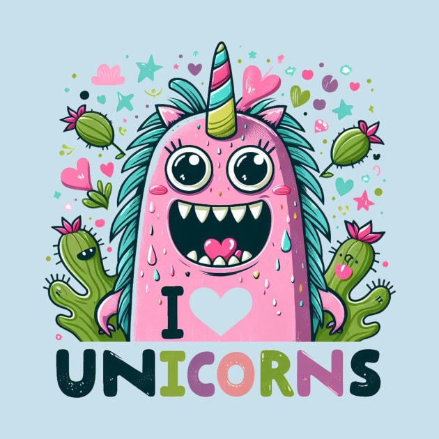 I Love Unicorns Cute Monster Aesthetic by TeeTrendz