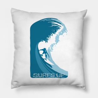 RETRO SURFS UP POSTER ART Pillow