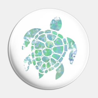 Sea Turtle Design in Blue and Green Paint Drops Pattern Pin