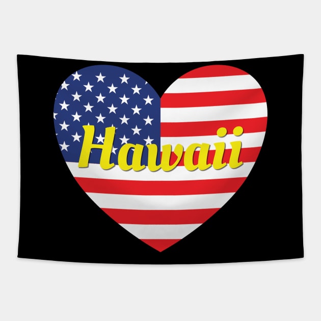 Hawaii American Flag Heart Tapestry by DPattonPD