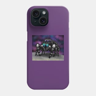 Bold Jumping Spider in Space Phone Case