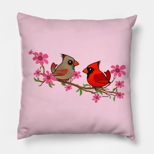 Birdorable Northern Cardinals on Blossom Branch Pillow